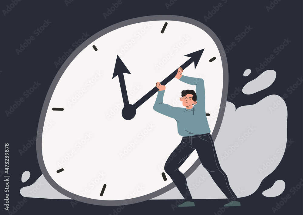 Man wants to stop the clock time management Vector Image