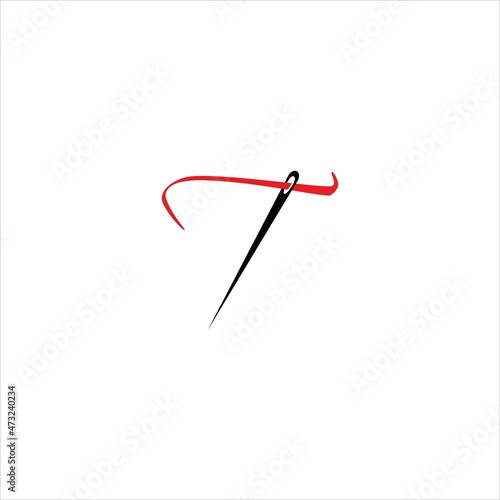 letter t logo vector template needle