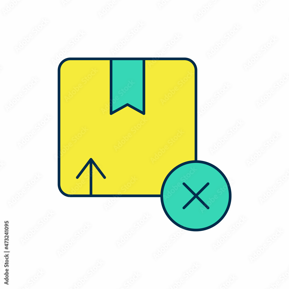 Filled outline Carton cardboard box icon isolated on white background. Box, package, parcel sign. Delivery and packaging. Vector Filled outline Carton cardboard box icon isolated on white background. Box, package, parcel sign. Delivery and packaging. Vector