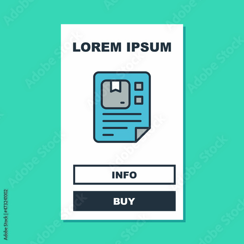Filled outline Waybill icon isolated on turquoise background. Vector