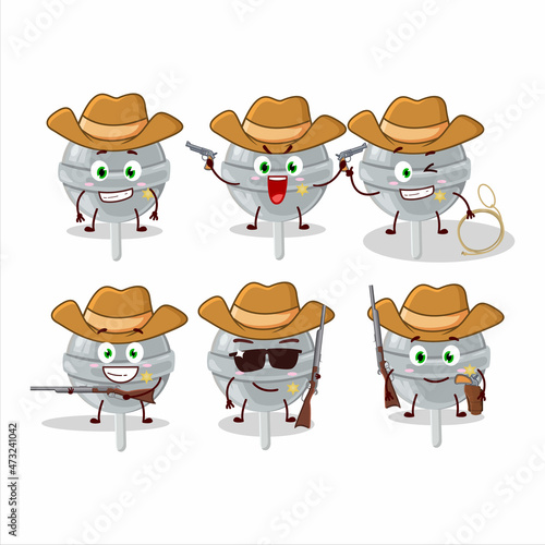 Cool cowboy sweet white lollipop cartoon character with a cute hat
