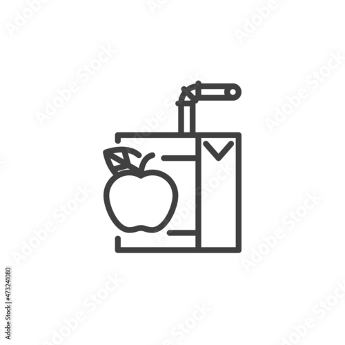 Apple juice box with straw line icon