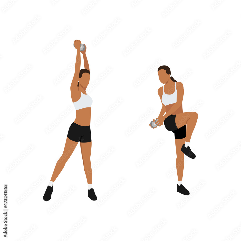 Woman doing Balance chop exercise. Flat vector illustration isolated on white background