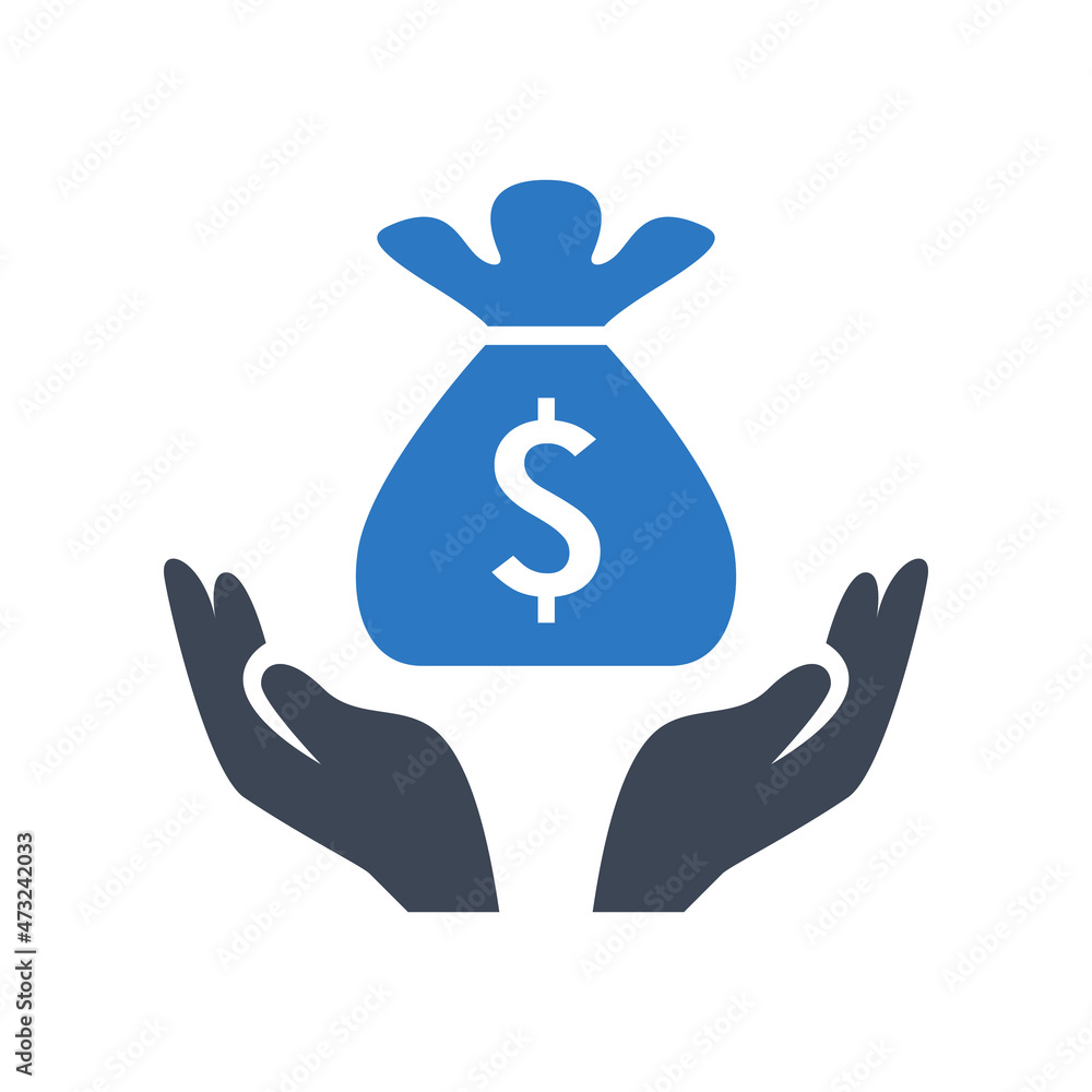 Investment money bag icon vector graphic