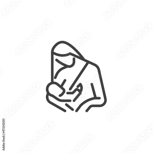 Mother breastfeeding baby line icon