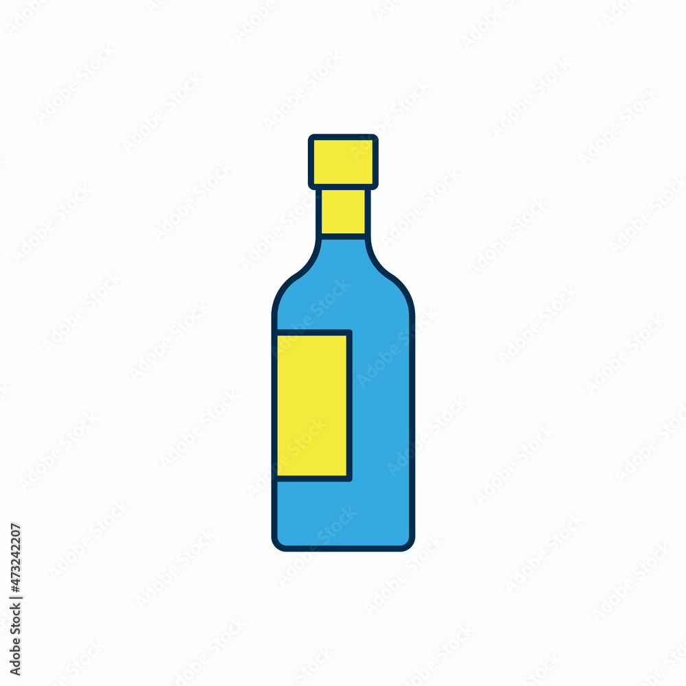 Filled outline Bottle of wine icon isolated on white background. Vector Filled outline Bottle of wine icon isolated on white background. Vector
