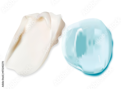 Cream texture stroke isolated on transparent background. Facial creme, foam, gel or body lotion skincare icon. Vector face cream cosmetic product smear swatch.