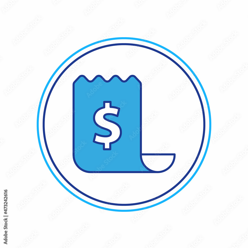 Filled outline Paper check and financial check icon isolated on white background. Paper print check, shop receipt or bill. Vector Filled outline Paper check and financial check icon isolated on white background. Paper print check, shop receipt or bill. Vector
