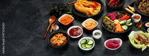 Obraz na plátne Assortment of Korean traditional dishes. .
