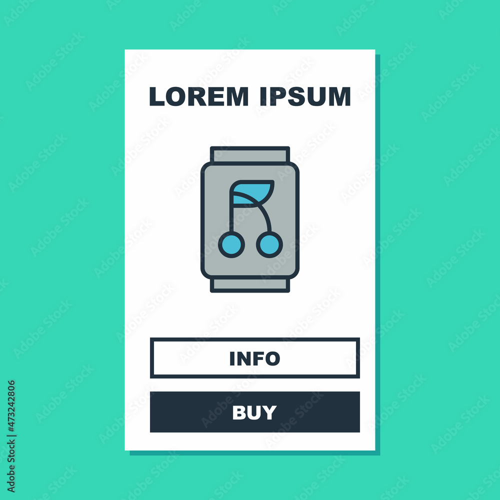 Filled outline Soda can icon isolated on turquoise background. Vector Filled outline Soda can icon isolated on turquoise background. Vector