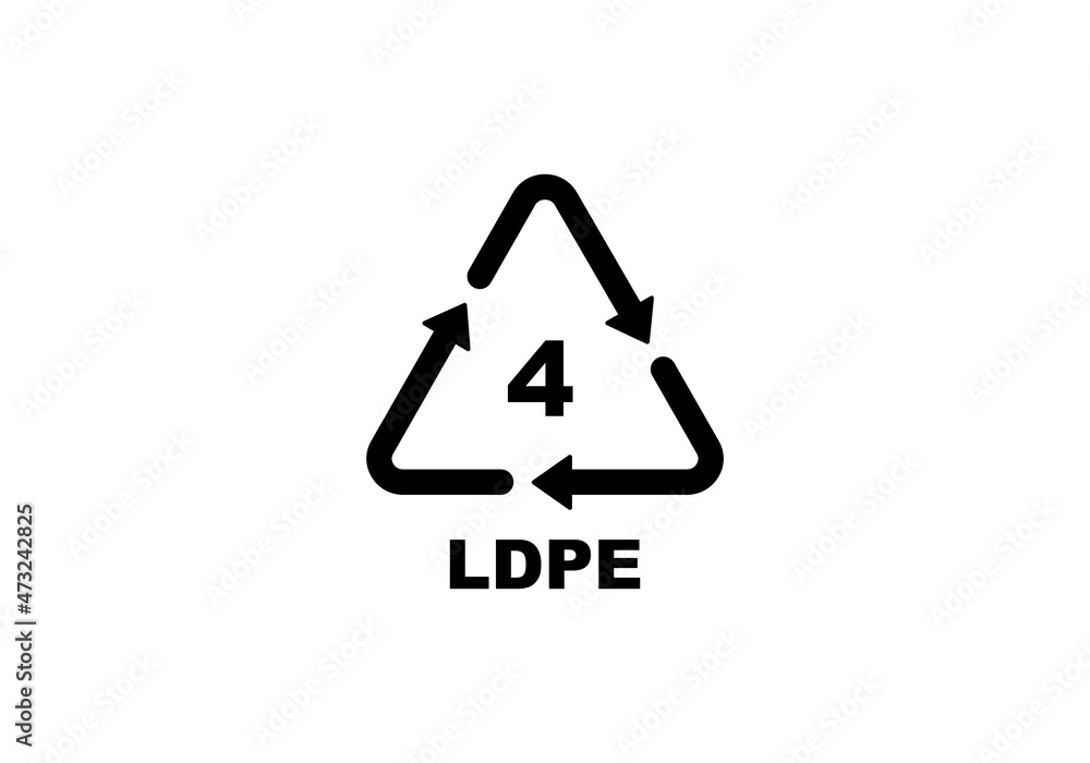 Plastic recycling code symbol. LDPE recycling symbol for plastic, simple flat icon vector Plastic recycling code symbol. LDPE recycling symbol for plastic, simple flat icon vector