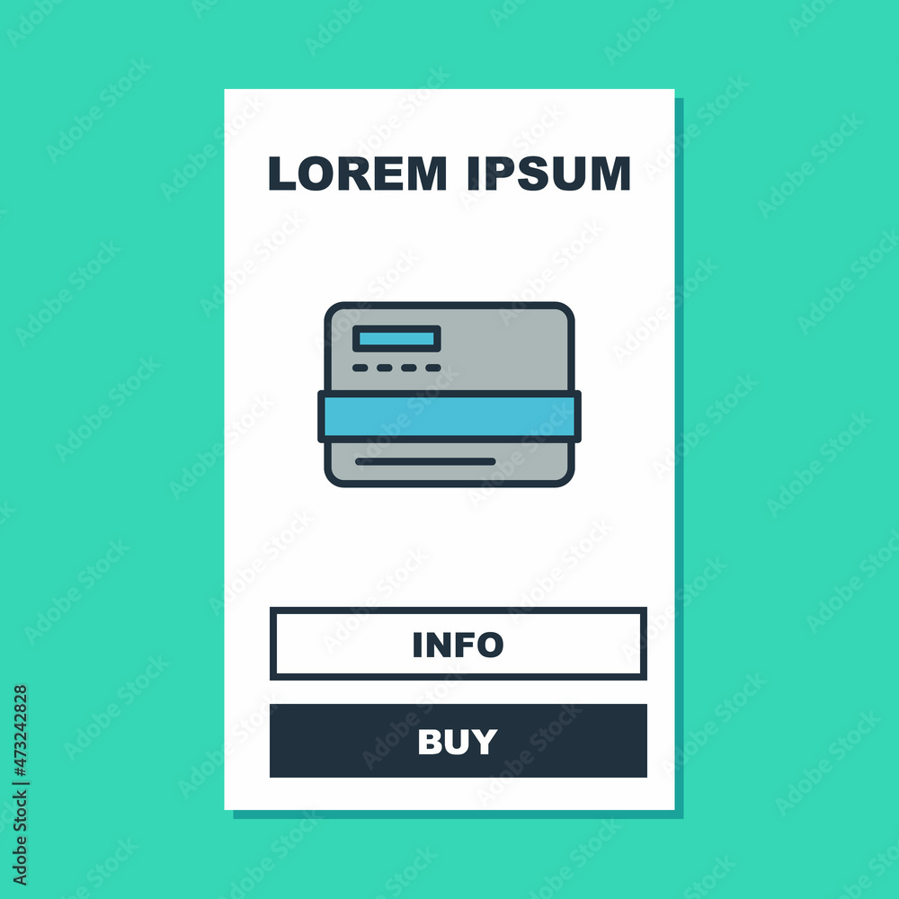Filled outline Credit card icon isolated on turquoise background. Online payment. Cash withdrawal. Financial operations. Shopping sign. Vector