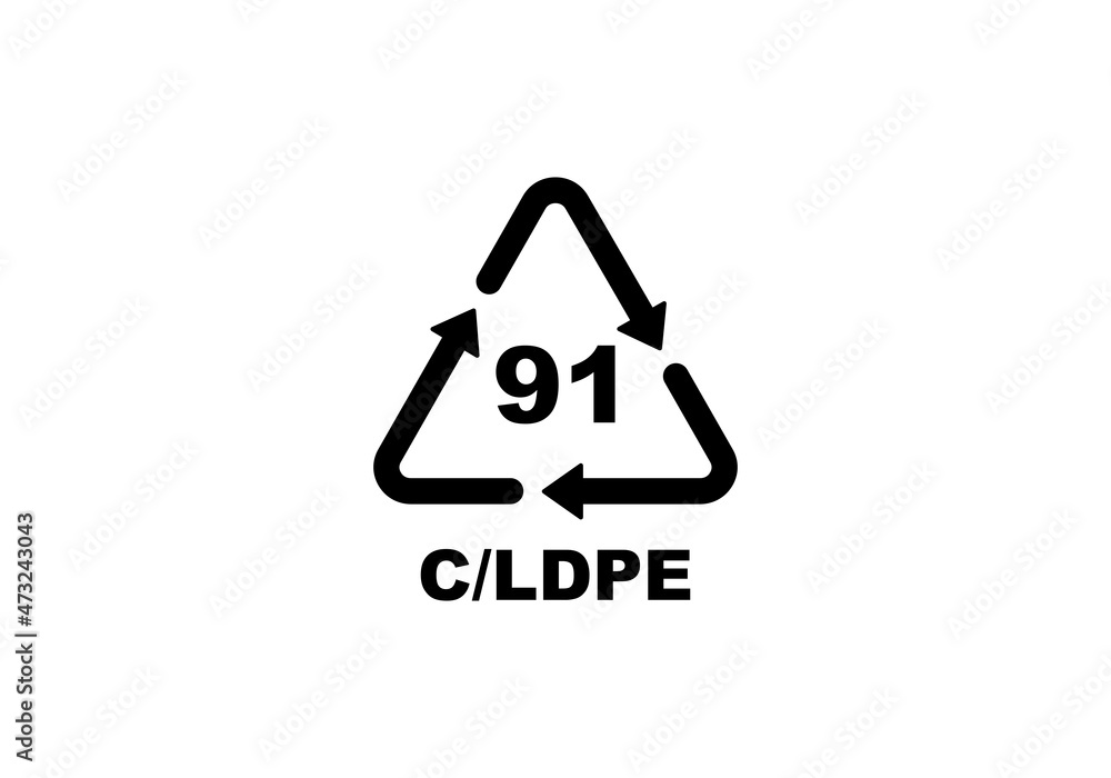 Plastic recycling code symbol. C LDPE recycling symbol for plastic, simple flat icon vector Plastic recycling code symbol. C LDPE recycling symbol for plastic, simple flat icon vector