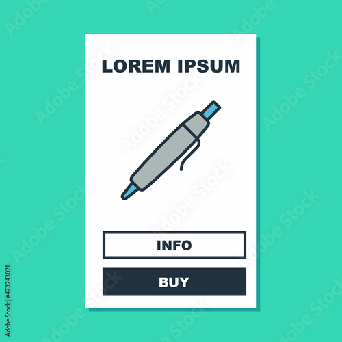 Filled outline Pen icon isolated on turquoise background. Vector