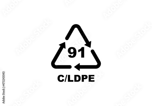 Plastic recycling code symbol. C LDPE recycling symbol for plastic, simple flat icon vector