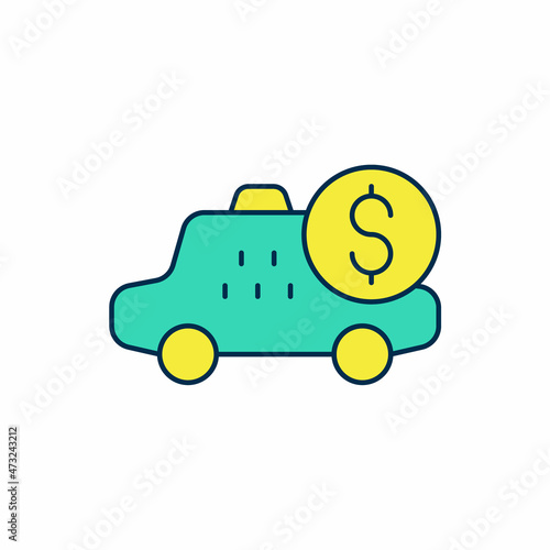 Filled outline Taximeter device icon isolated on white background. Measurement appliance for passenger fare in taxi car. Vector