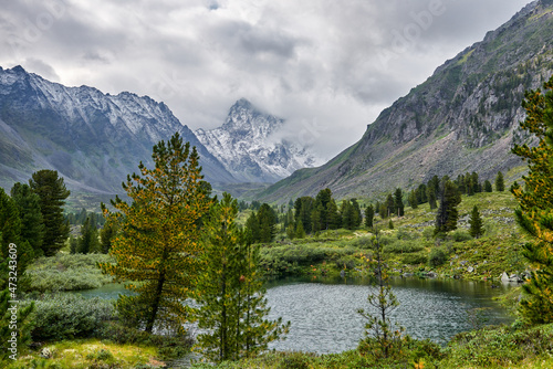 Beautiful small lake in Siberian mountains