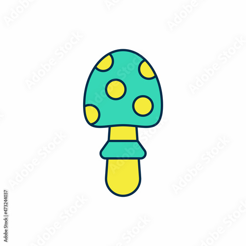 Filled outline Amanita muscaria or fly agaric hallucinogenic toadstool mushroom icon isolated on white background. Spotted poisonous mushroom. Vector