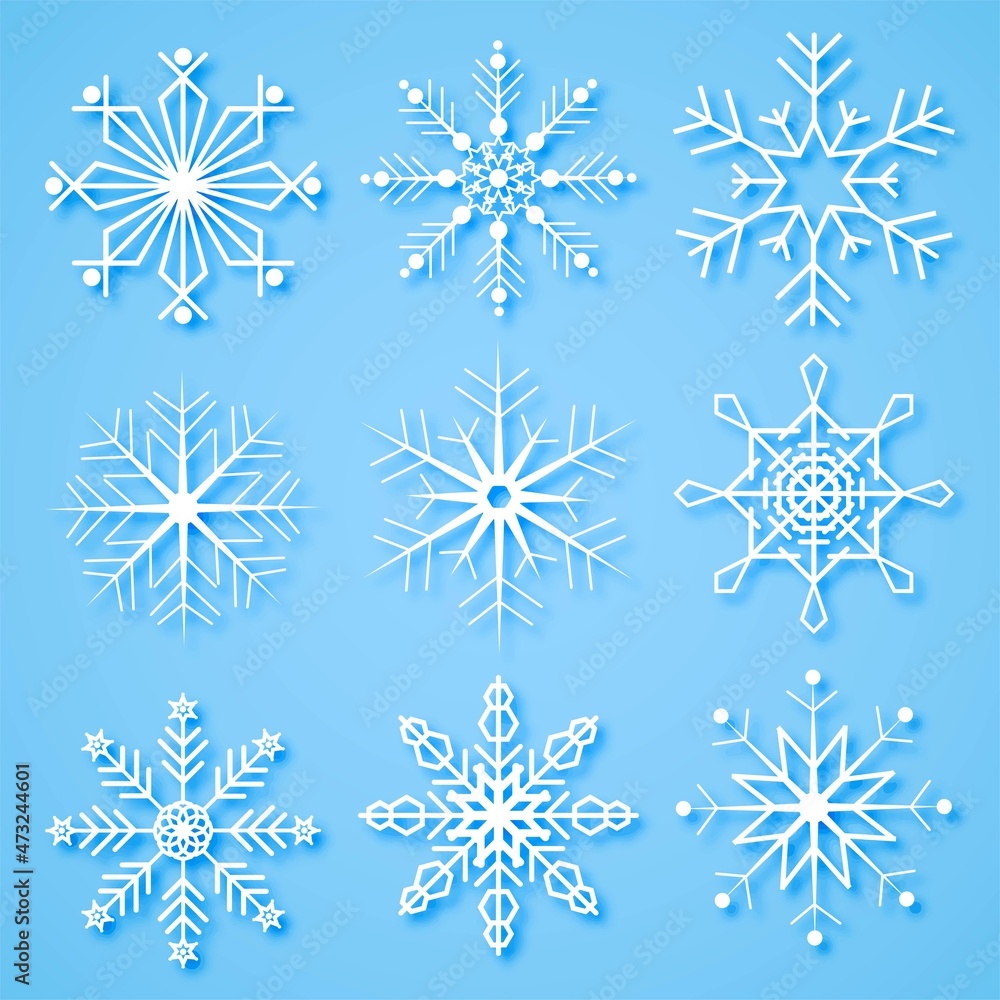 Fototapeta premium Merry christmas creative snowflakes set background