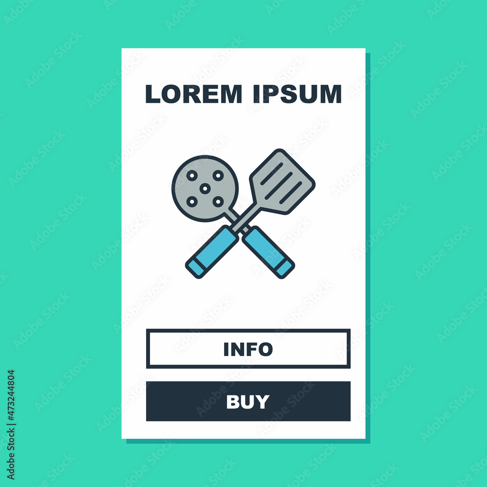 Filled outline Spatula icon isolated on turquoise background. Kitchen spatula icon. BBQ spatula sign. Barbecue and grill tool. Vector Filled outline Spatula icon isolated on turquoise background. Kitchen spatula icon. BBQ spatula sign. Barbecue and grill tool. Vector
