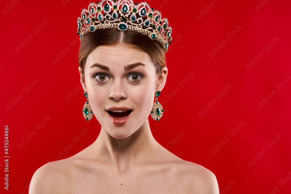 portrait of a woman luxury naked shoulders cosmetics fashion fun Studio Model portrait of a woman luxury naked shoulders cosmetics fashion fun Studio Model