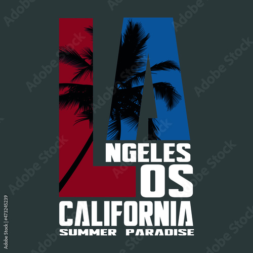 california los angeles summer text,lettering,images nature vector illustration t shirt design