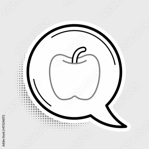Line Apple icon isolated on grey background. Excess weight. Healthy diet menu. Fitness diet apple. Colorful outline concept. Vector