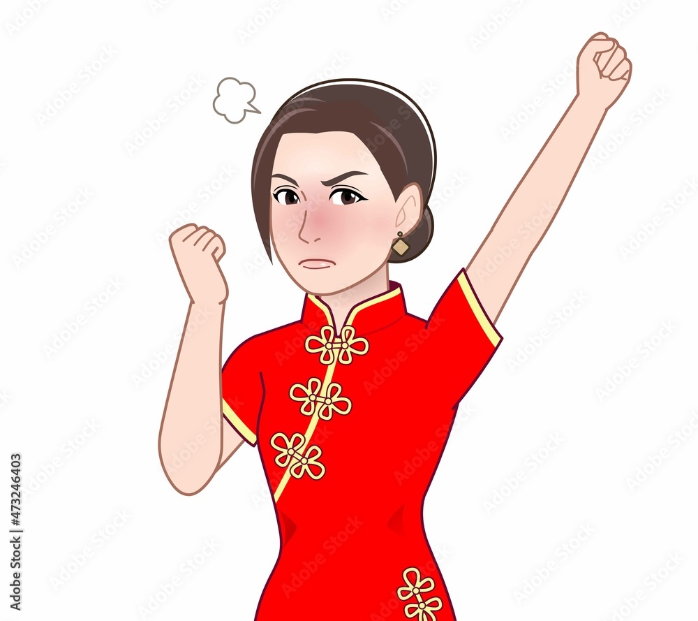 チャイナ服を着た女性 チャイナ服を着た女性