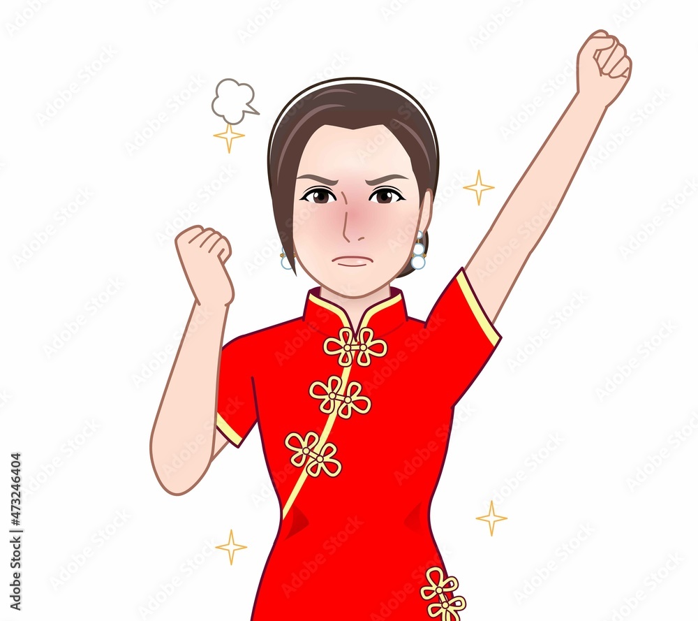 チャイナ服を着た女性 チャイナ服を着た女性
