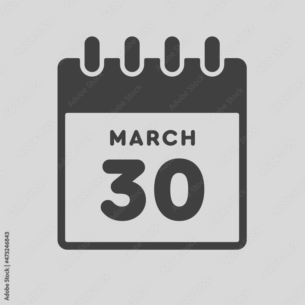 Icon day date 30 March, template calendar page Icon day date 30 March, template calendar page
