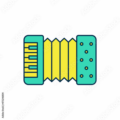 Filled outline Musical instrument accordion icon isolated on white background. Classical bayan, harmonic. Vector