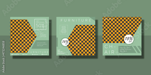 set of furniture promotion sale social media post or flyer template