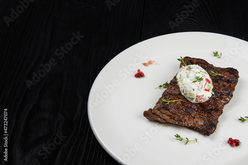 Grilled skirt beef meat ste...