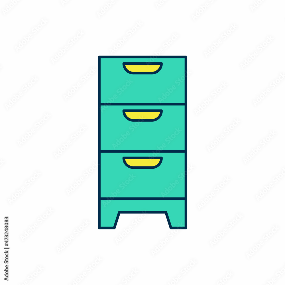 Filled outline Chest of drawers icon isolated on white background. Vector Filled outline Chest of drawers icon isolated on white background. Vector