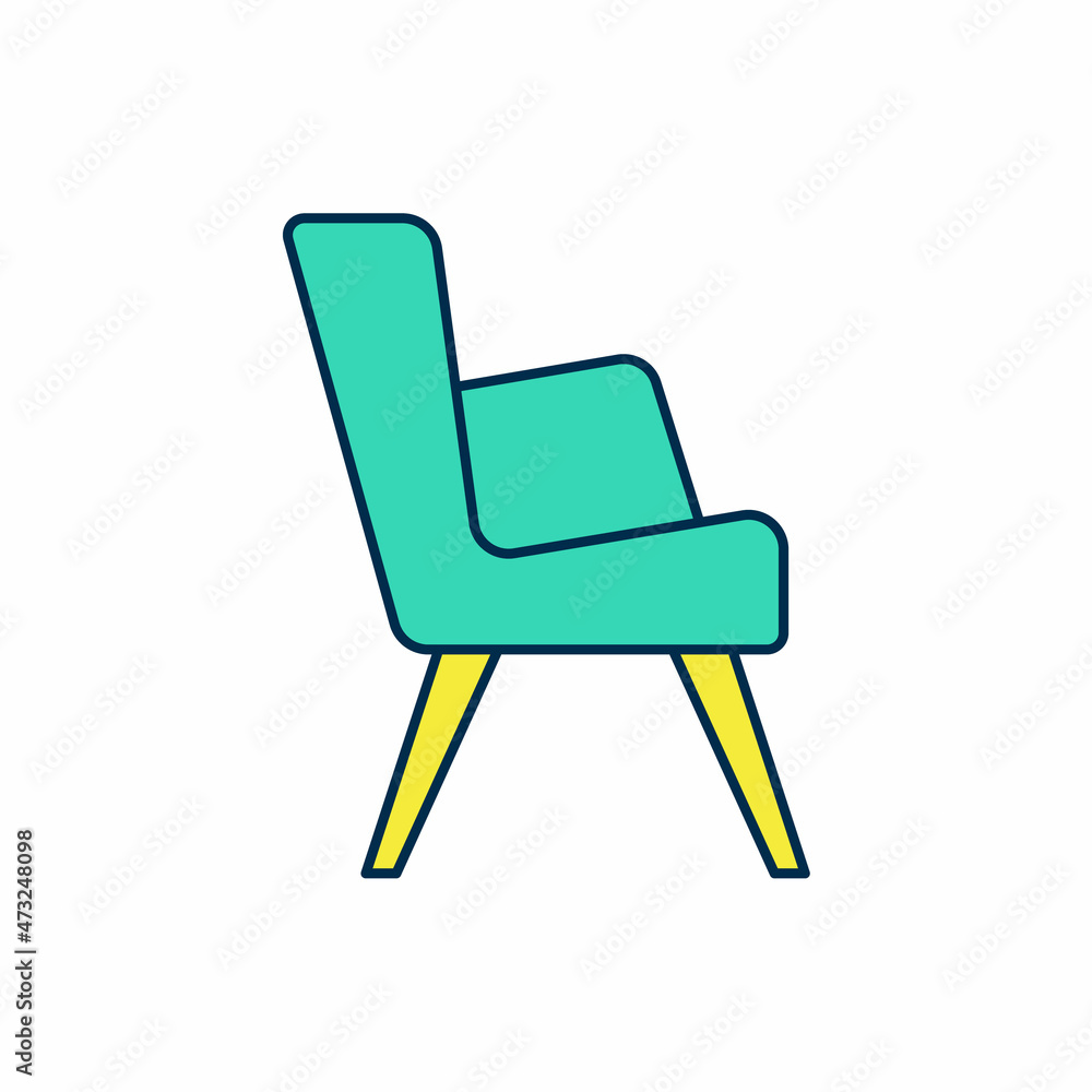Filled outline Armchair icon isolated on white background. Vector Filled outline Armchair icon isolated on white background. Vector