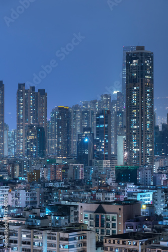 Night scenery of skyline of downtown district of Hong Kong city © leeyiutung