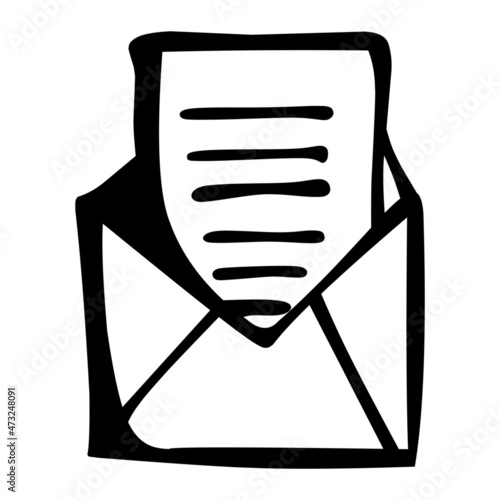 open mail of management hand drawn illustration