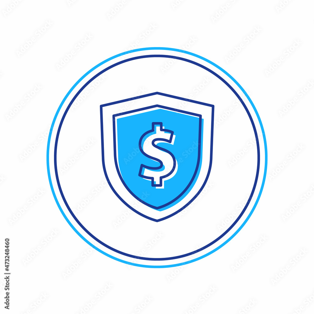 Filled outline Shield with dollar symbol icon isolated on white background. Security shield protection. Money security concept. Vector Filled outline Shield with dollar symbol icon isolated on white background. Security shield protection. Money security concept. Vector