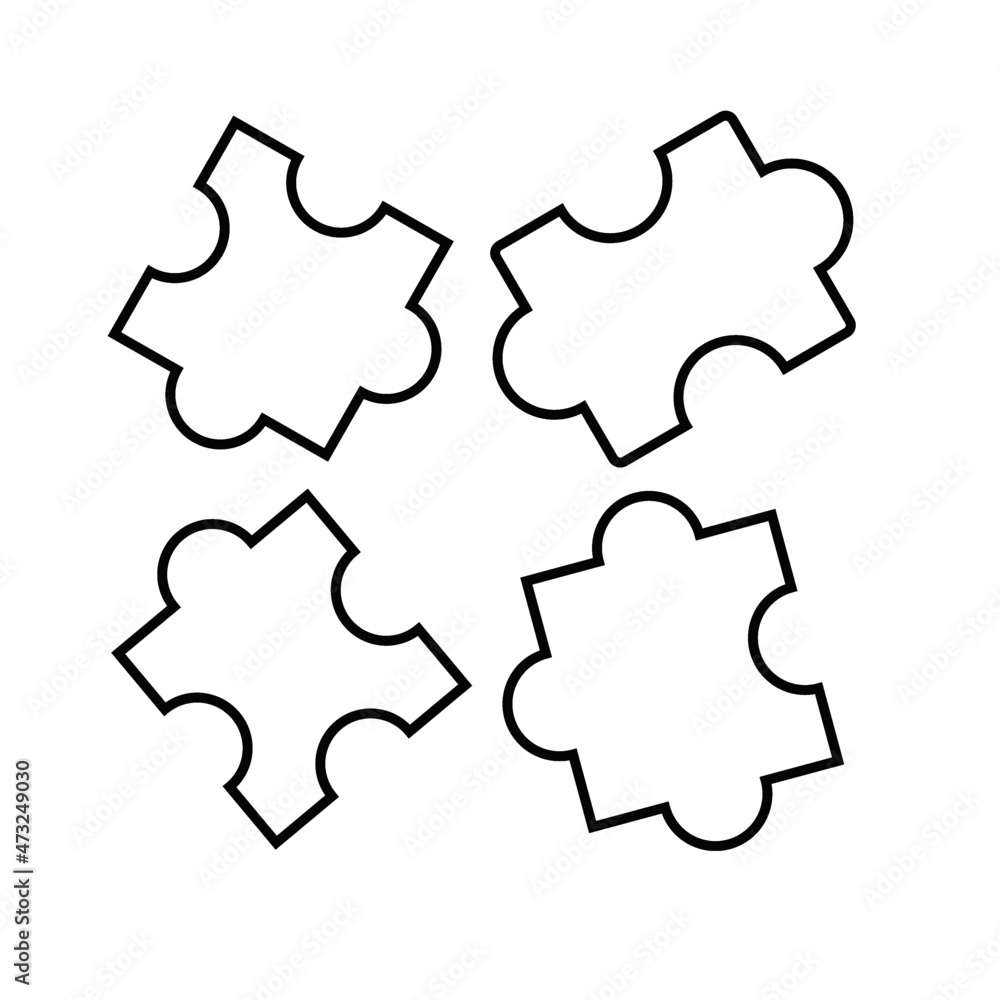 Jigsaw puzzle icon set. Jigsaw puzzle pieces vector or clipart.