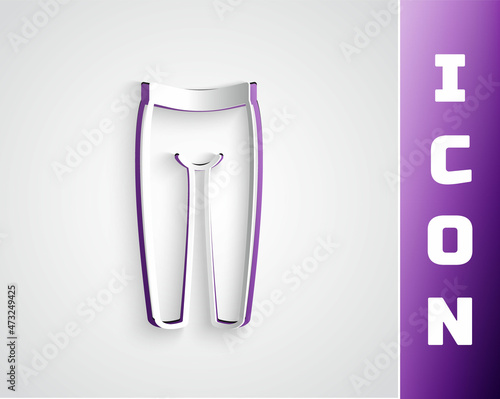 Paper cut Leggings icon isolated on grey background. Paper art style. Vector