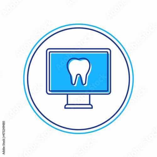 Filled outline Online dental care icon isolated on white background. Dental service information call center. Vector