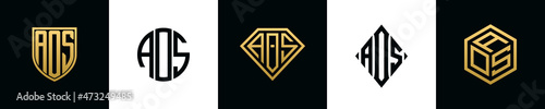 Initial letters AOS logo designs Bundle photo