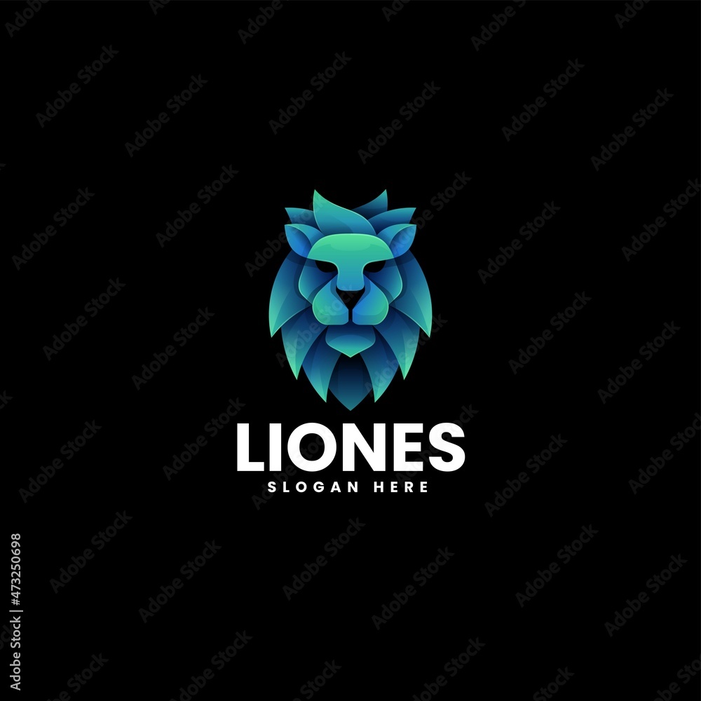 Obraz premium Vector Logo Illustration Lion Gradient Colorful Style.