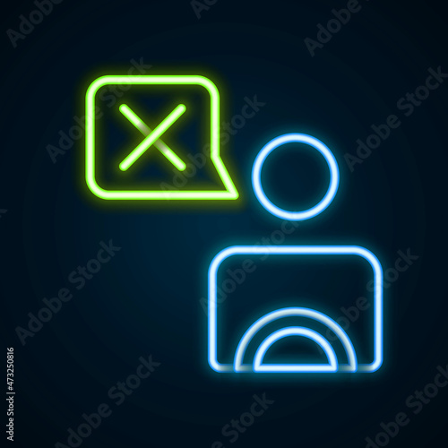 Glowing neon line Taxi driver icon isolated on black background. Colorful outline concept. Vector