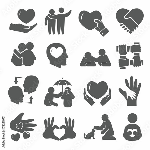 Empathy icon set on white background