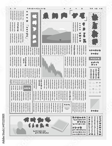 新聞の一面　ダミー文字　ベクターイラスト素材