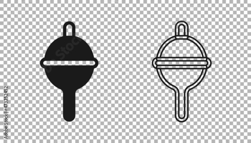 Black Fishing float icon isolated on transparent background. Fishing tackle. Vector