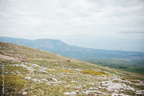 Fototapeta Naklejka Na Ścianę i Meble -  beautiful landscape on top of the mountain view of the forest and sky