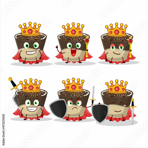 A Charismatic King truffle chocolate milk candy cartoon character wearing a gold crown