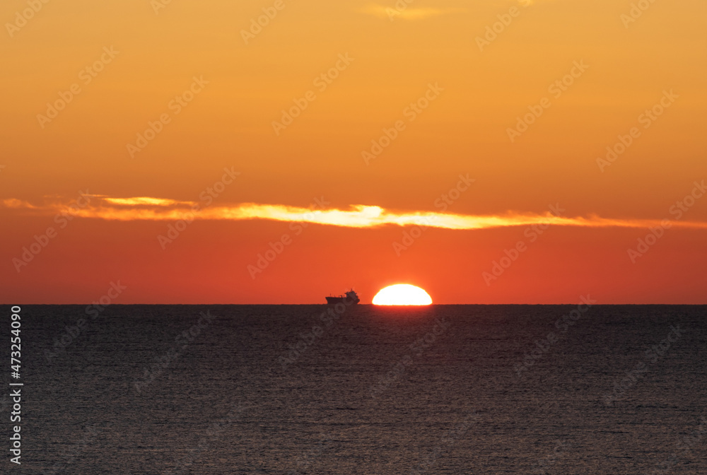 a beautiful sunset on the sea
